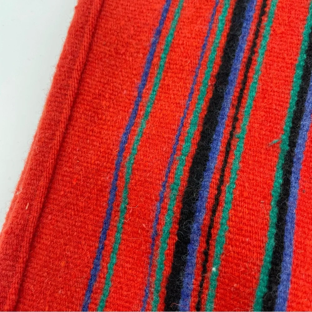 Vintage Table Runner Striped Fringe Red Boho Eclectic Home Decor Dining‎ Room